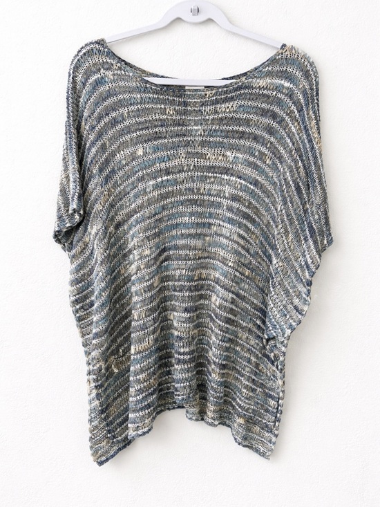 Chico's Sweaters - Chico’s Teagan Blue Textured Open Knit Poncho Cover-Up S/M